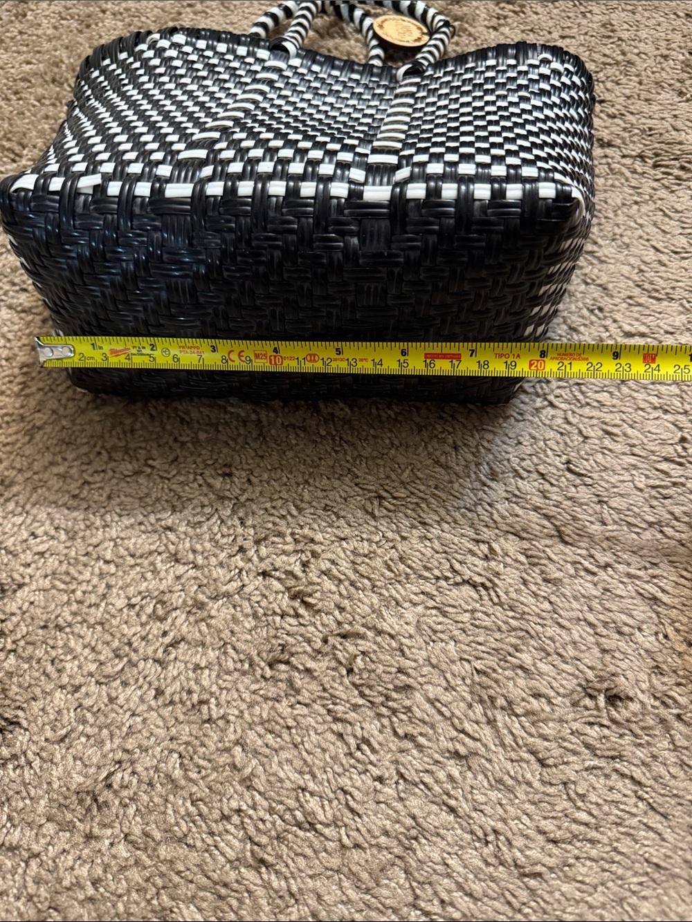 Maria Victoria Black and White Woven Tote Bag - Picture 6 of 7